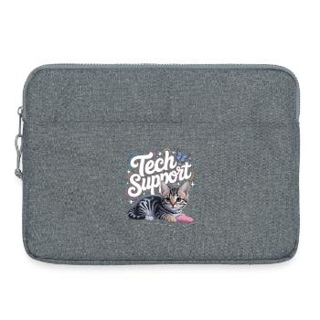 Support technique amusant, chat mignon, informatique ironique - Sacoche pour ordinateur portable 15 pouces - gris chiné - Devant