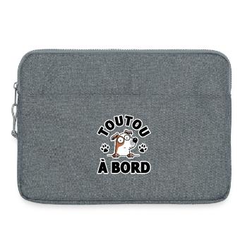chien toutou à bord sticker véhicule humour - Sacoche pour ordinateur portable 15 pouces - gris chiné - Devant