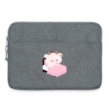 Sleepy Pink Cow Kawaii Bedtime - Laptop bag 15" - heather grey - Front