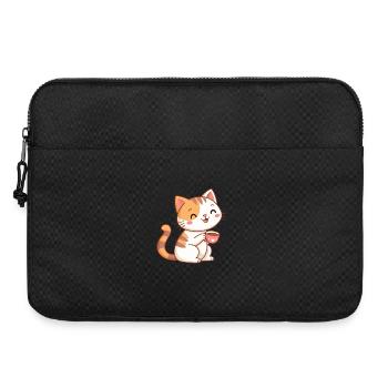 Chat kawaii au café - Sacoche pour ordinateur portable 15 pouces - noir - Devant