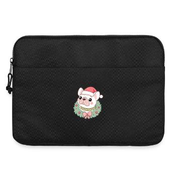 Bulldog Christmas Wreath - Laptop bag 15" - black - Front
