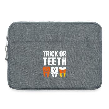 Trick or Teeth Halloween Tee - Laptop bag 15" - heather grey - Front