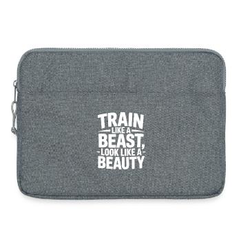 Entraînez-vous comme une bête, ressemblez à une beauté - Sacoche pour ordinateur portable 15 pouces - gris chiné - Devant