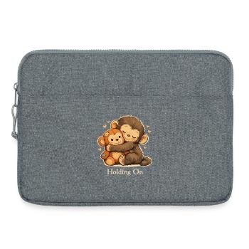 Soutien émotionnel du singe anxieux - Sacoche pour ordinateur portable 15 pouces - gris chiné - Devant