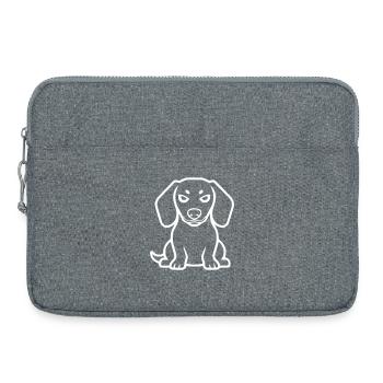 Dackel Hund Outline Kontur - Laptoptasche 15" - Grau meliert - Vorne