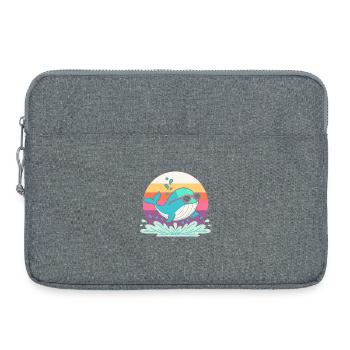 Baleine Surf Arc en Ciel Rétro - Sacoche pour ordinateur portable 15 pouces - gris chiné - Devant