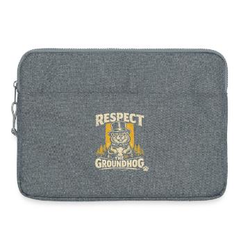 Respect the Groundhog Vintage Groundhog Humor - Laptop bag 15" - heather grey - Front