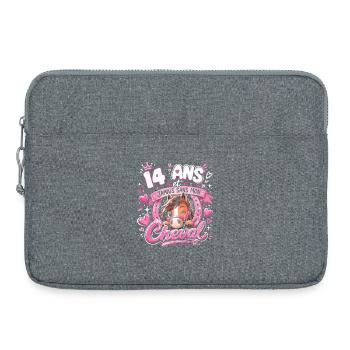 Cheval 14 Ans Anniversaire Ado Poney - Sacoche pour ordinateur portable 15 pouces - gris chiné - Devant