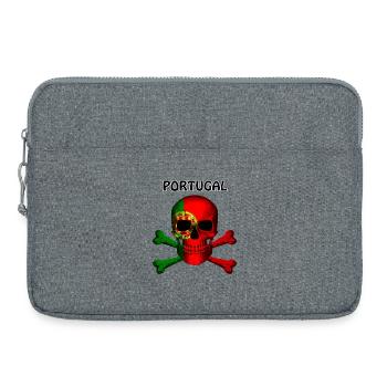 Skull Jolly Roger Pirate Flag Portugal R6Z - Laptop bag 15" - heather grey - Front