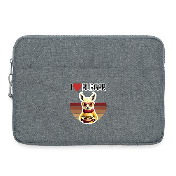I Love Burger Lama funny fast food motif - Laptop bag 15" - heather grey - Front