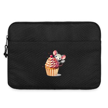 Souris mignonne avec cupcake – design pour les gourmands - Sacoche pour ordinateur portable 15 pouces - noir - Devant