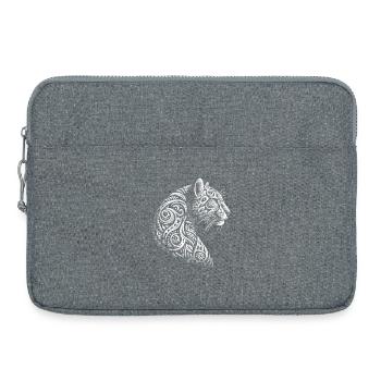 Leopard im Tribal Stil für Tierliebhaber - Laptoptasche 15" - Grau meliert - Vorne