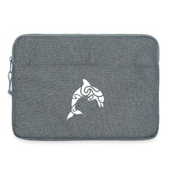 Tribal Delphin – Tattoo & Meer Freiheit - Laptoptasche 15" - Grau meliert - Vorne