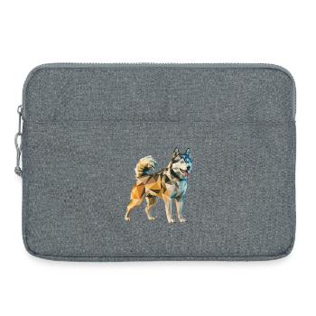 Husky sibérien - Logo Low Poly cool - Sacoche pour ordinateur portable 15 pouces - gris chiné - Devant