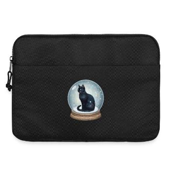 Cosmic Cat in Snow Globe Schneekugel Katze - Laptoptasche 15" - Schwarz - Vorne