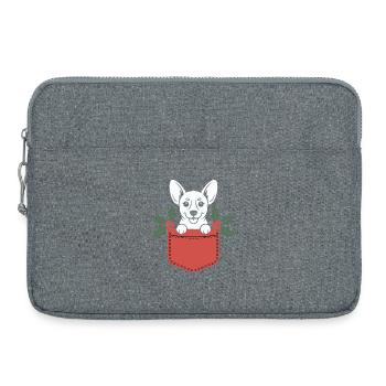 Pocket Pup Holly Christmas - Laptop bag 15" - heather grey - Front