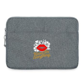 Kisses heal everything - Laptop bag 15" - heather grey - Front