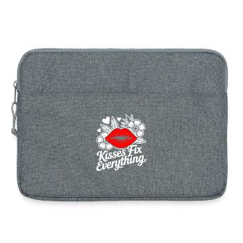 Kisses heal everything - Laptop bag 15" - heather grey - Front