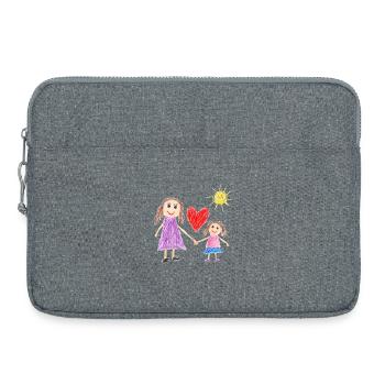 Mutter und Tochter – Herzzeichnung des Kindes - Laptoptasche 15" - Grau meliert - Vorne