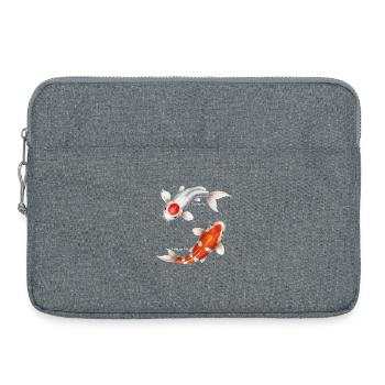 Tancho & Kohaku – Poisson chanceux de carpe koï - Sacoche pour ordinateur portable 15 pouces - gris chiné - Devant