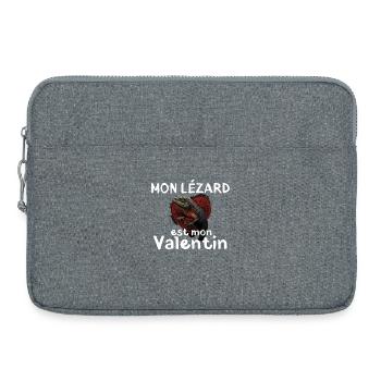 Mon lézard est mon Valentin - Sacoche pour ordinateur portable 15 pouces - gris chiné - Devant