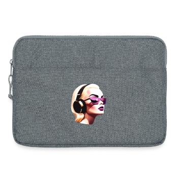 Retro Futuristic Woman with Headphones - Laptop bag 15" - heather grey - Front