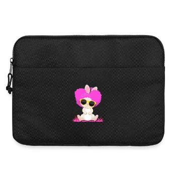Lapin afro mignon avec des boucles roses et des lunettes de soleil - Sacoche pour ordinateur portable 15 pouces - noir - Devant
