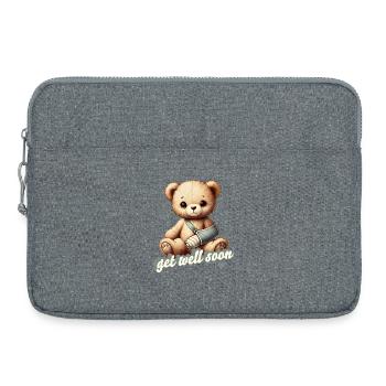 Teddy brings comfort - cuddly toy with a cast arm - Laptop bag 15" - heather grey - Front