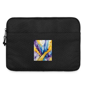 Wasserkolorwirbel Blau Gelb Lila - Laptoptasche 15" - Schwarz - Vorne