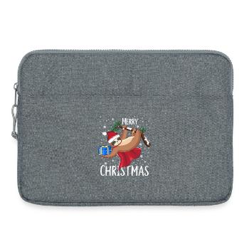 Faultier Frohe Weihnachten Schneeflocken - Laptoptasche 15" - Grau meliert - Vorne