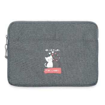 Félins amoureux pour l'autre - Sacoche pour ordinateur portable 15 pouces - gris chiné - Devant