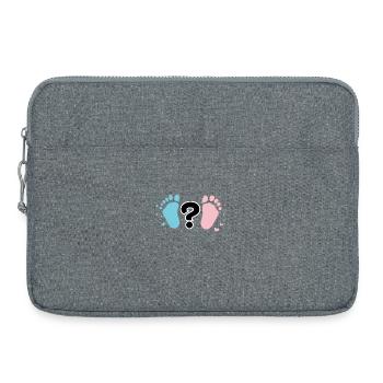 Pastel Baby Footprints and Question - Laptop bag 15" - heather grey - Front