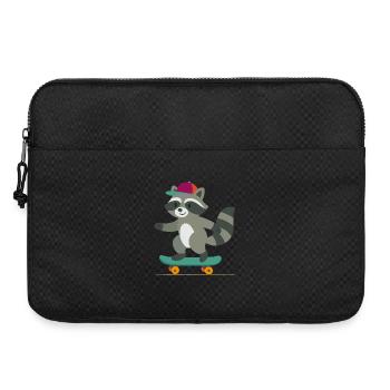 Skateboard-Waschbär mit Basecap - Laptoptasche 15" - Schwarz - Vorne