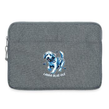 Labradoodle Dog Dutch Delft Blue Floral Accents - Laptop bag 15" - heather grey - Front