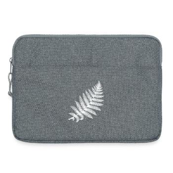 Farnblatt in weißer Silhouette - Laptoptasche 15" - Grau meliert - Vorne