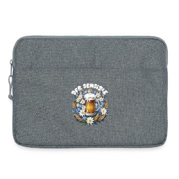 Bierkrug mit Kamillendekor und Edelweiß Dirndl - Laptoptasche 15" - Grau meliert - Vorne