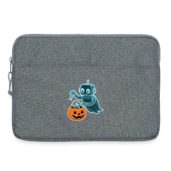 Spooky Minibot with Pumpkin Basket - Laptop bag 15" - heather grey - Front