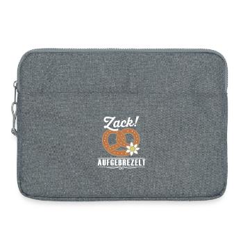 Zack aufgebrezelt – Lustiger Tracht Spruch - Laptoptasche 15" - Grau meliert - Vorne