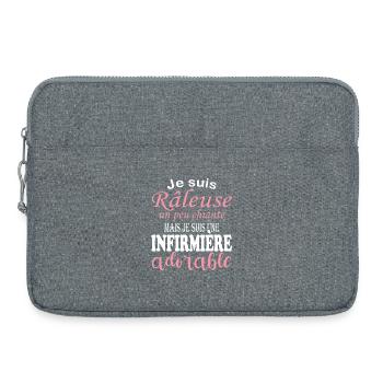 Humour infirmière - idée cadeau infirmière - Sacoche pour ordinateur portable 15 pouces - gris chiné - Devant