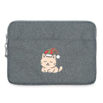 Schottische Weihnachtskatze im Winterlook - Laptoptasche 15" - Grau meliert - Vorne