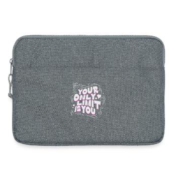 Motivationsspruch: Deine einzige Grenze bist du - Laptoptasche 15" - Grau meliert - Vorne