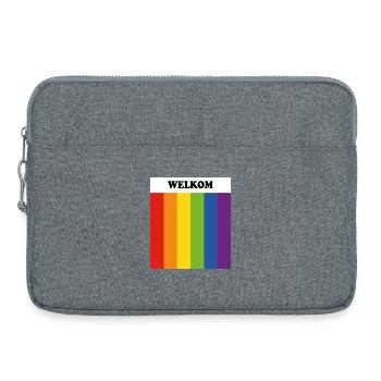 LGBT welcome Welkom Queer Safe Space - in Dutch  - Laptop bag 15" - heather grey - Front