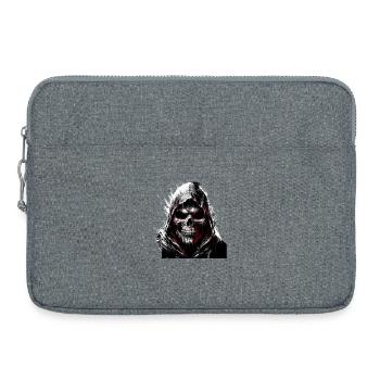 Dunkler Totenkopf mit Kapuze Gothic Art - Laptoptasche 15" - Grau meliert - Vorne