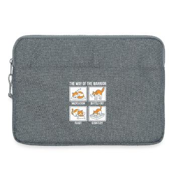 Funny Cat The Way of the Warrior Samurai Orange - Laptop bag 15" - heather grey - Front