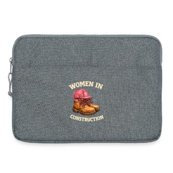 Frauen im Bau Arbeitsstiefel und Bauhelm - Laptoptasche 15" - Grau meliert - Vorne