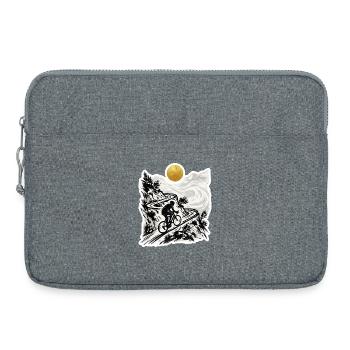 Radfahrer Bergpass Holzschnitt Goldsonne - Laptoptasche 15" - Grau meliert - Vorne