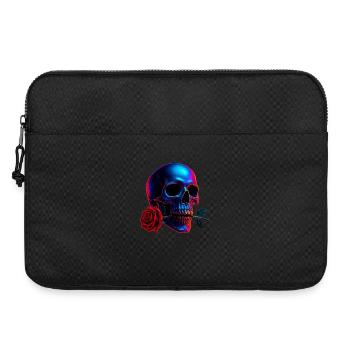 Totenkopf Rose Dark Art Neon Schädel Motiv - Laptoptasche 15" - Schwarz - Vorne