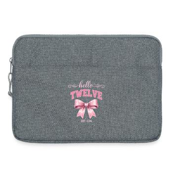 Hello Twelve 12 Ans Est 2014 Anniversaire Nœud - Sacoche pour ordinateur portable 15 pouces - gris chiné - Devant