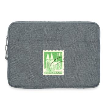 Kölner Dom Briefmarke 10er Grün 1948 - Laptoptasche 15" - Grau meliert - Vorne