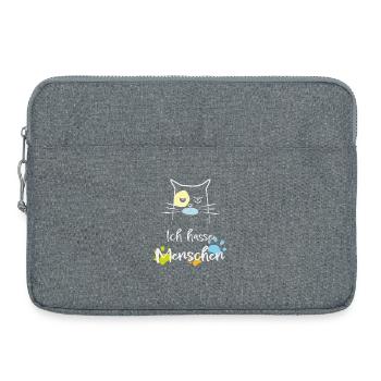 Ich hasse Menschen! Katze, Miesepeter - Laptoptasche 15" - Grau meliert - Vorne
